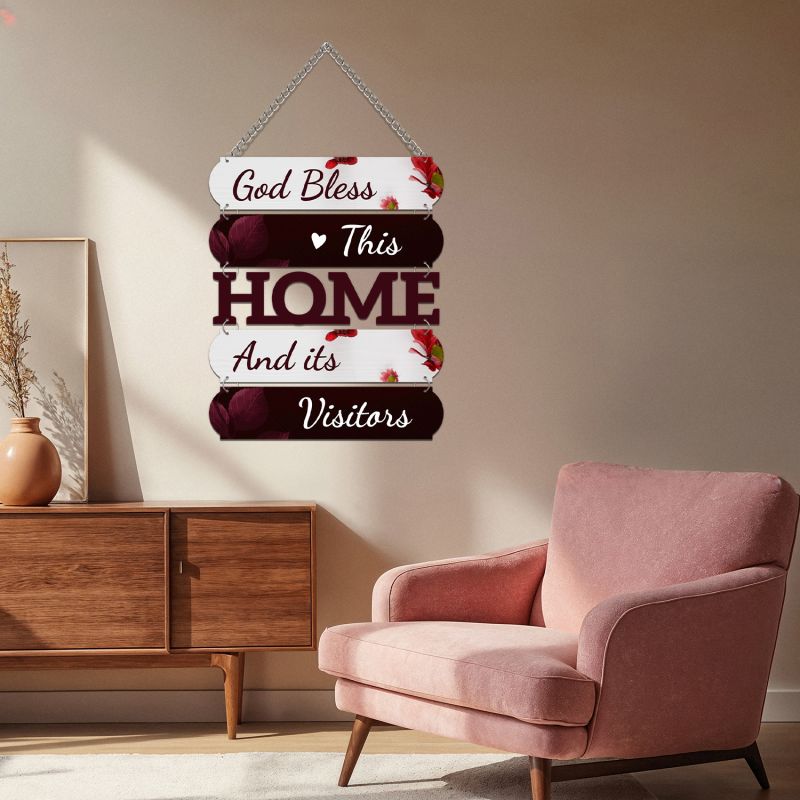Wooden God Bless This Home And Its Visitors Wall Hanging For Home Decoration  Positive Vibes Decor  Home Decor Items For Living Room Wall Art
